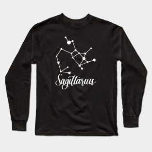 Sagittarius Zodiac Constellation in White Long Sleeve T-Shirt